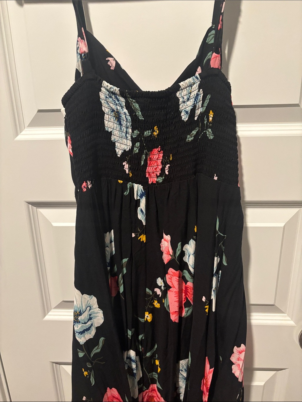 Old Navy Black Midi Dress with Pink, White & Yellow Floral Print - Picture 3 of 4